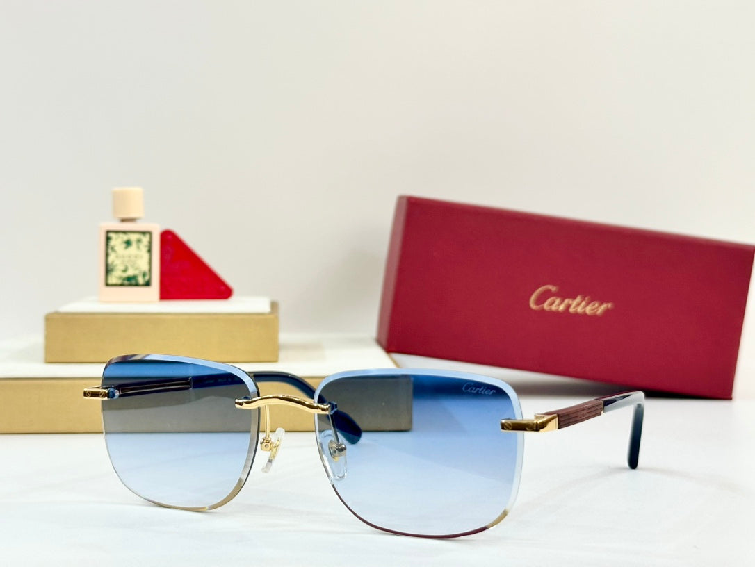 PREMIÈRE SQUARE FRAME SUNGLASSES 530304 IN METAL AND WOODEN - Blue yellow