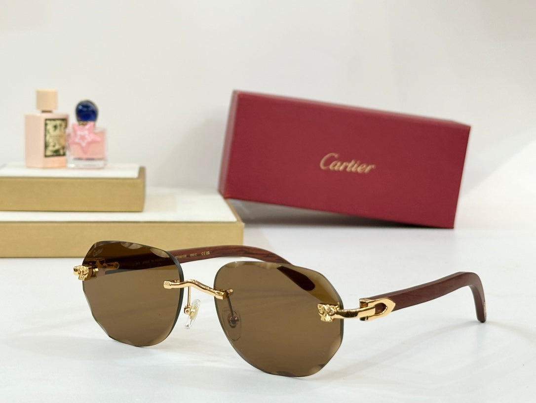 C DE RIMLESS GEOMETRIC FRAME SUNGLASSES 547386 IN METAL AND WOODEN - Light purple