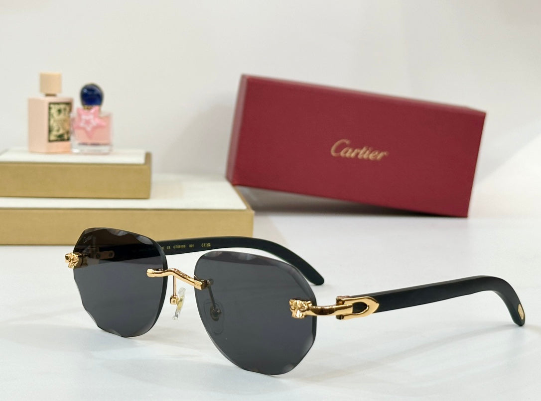 C DE RIMLESS GEOMETRIC FRAME SUNGLASSES 547386 IN METAL AND WOODEN - Light purple