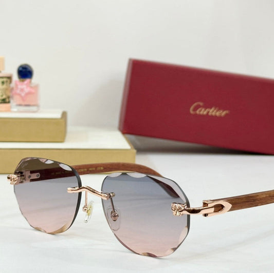 C DE RIMLESS GEOMETRIC FRAME SUNGLASSES 547386 IN METAL AND WOODEN - Light purple