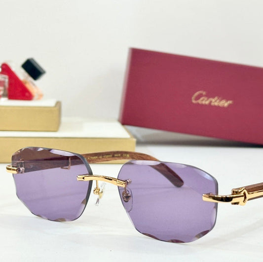 C DE GEOMETRIC FRAME SUNGLASSES CT0606S IN METAL AND WOODEN - Light purple