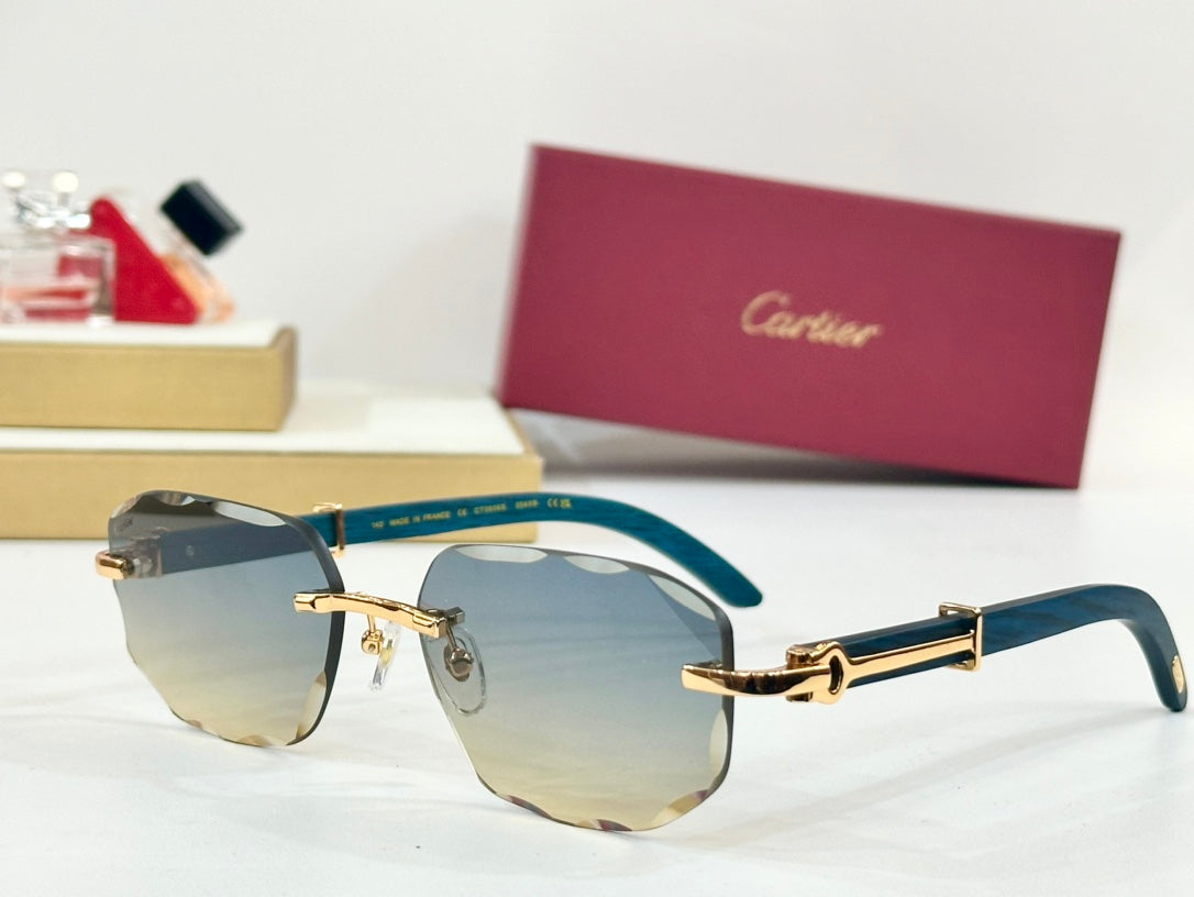 C DE GEOMETRIC FRAME SUNGLASSES CT0606S IN METAL AND WOODEN - Light purple