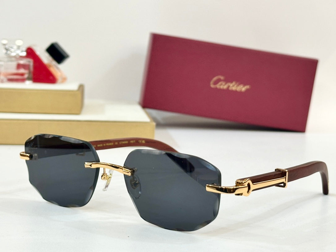C DE GEOMETRIC FRAME SUNGLASSES CT0606S IN METAL AND WOODEN - Light purple