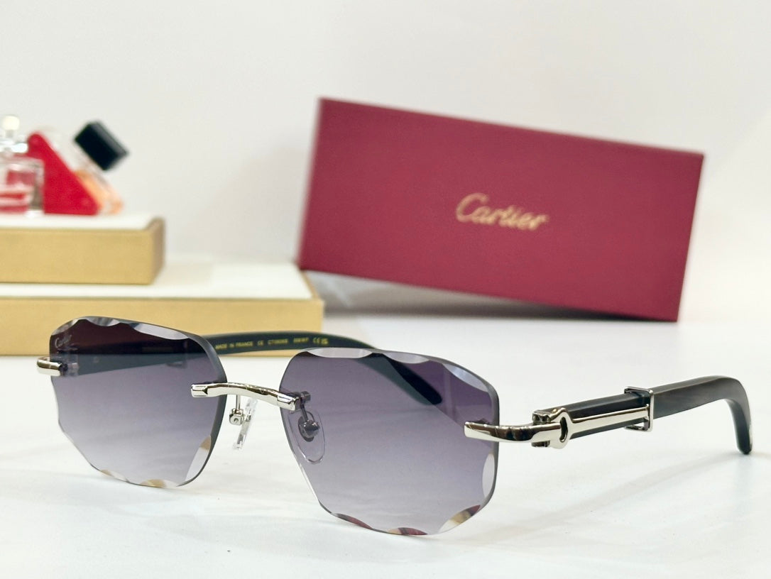 C DE GEOMETRIC FRAME SUNGLASSES CT0606S IN METAL AND WOODEN - Light purple