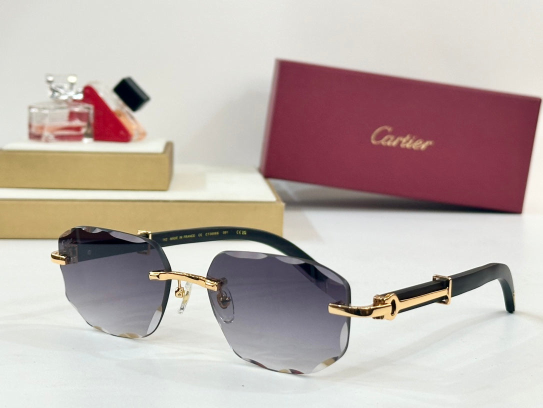 C DE GEOMETRIC FRAME SUNGLASSES CT0606S IN METAL AND WOODEN - Light purple
