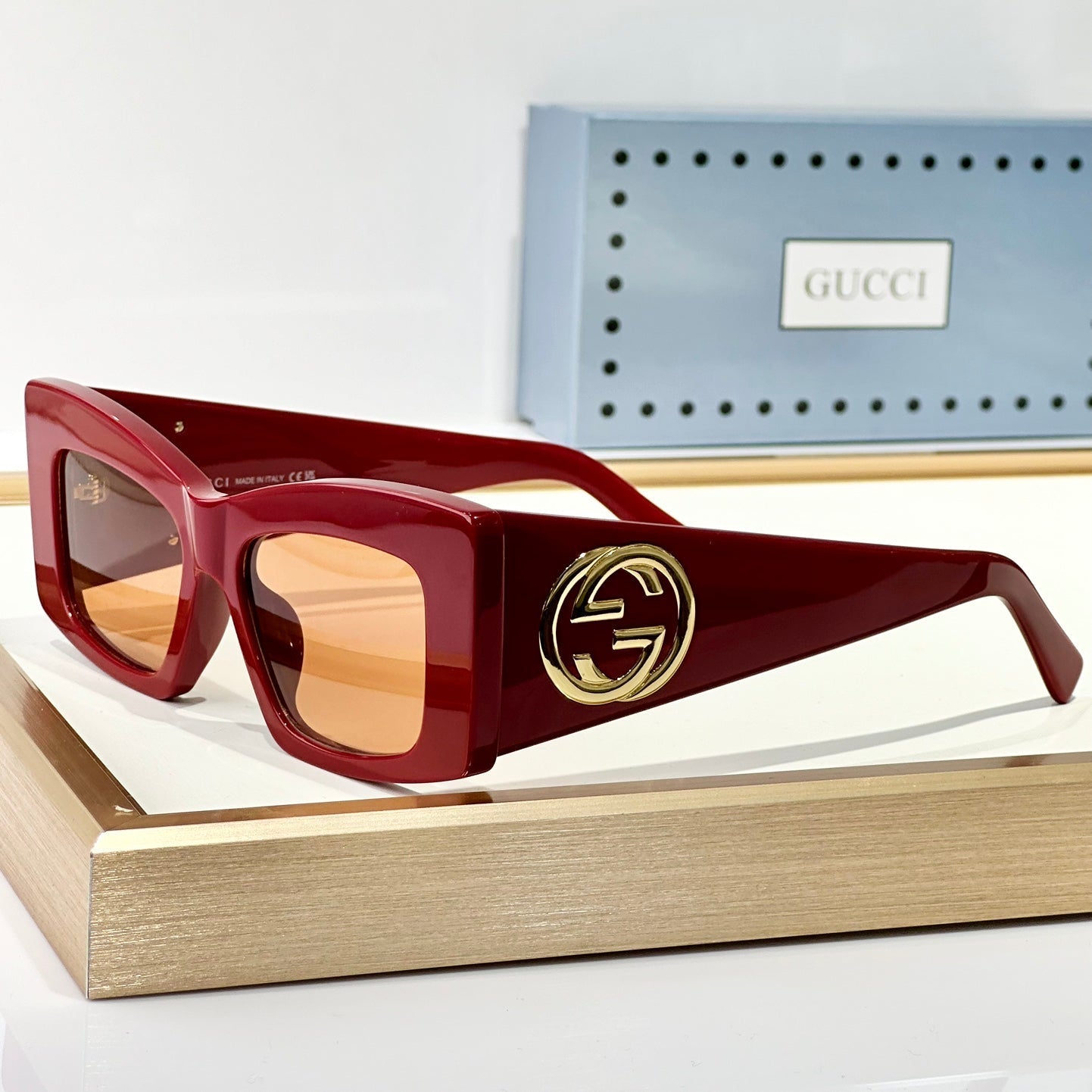 RECTANGULAR FRAME SUNGLASSES GG1842S IN ACETATE - Black/ silver logo