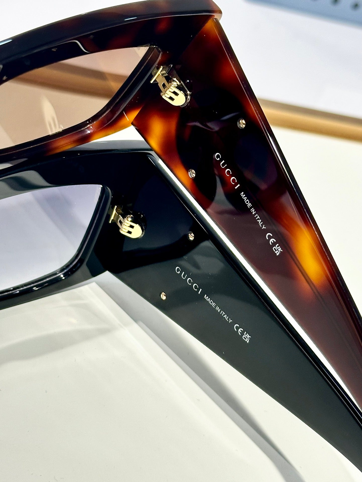 RECTANGULAR FRAME SUNGLASSES GG1842S IN ACETATE - Black/ silver logo