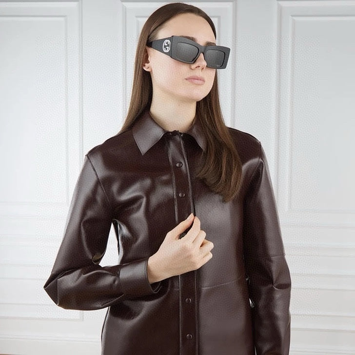 RECTANGULAR FRAME SUNGLASSES GG1842S IN ACETATE - Black/ silver logo