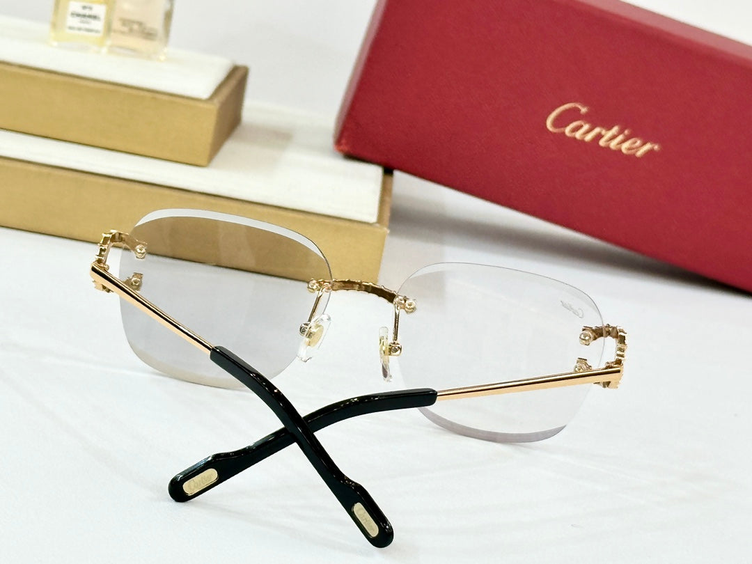CRYSTAL STUDDED RIMLESS SQUARE FRAME SUNGLASSES CT0603S IN METAL PHOTOCHROMIC LENSES - Clear/Grey