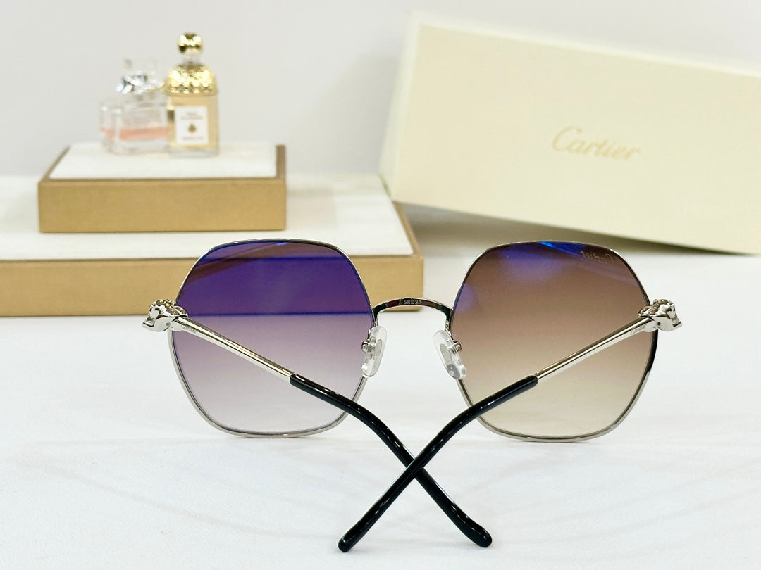 PANTHÈRE ROUND FRAME SUNGLASSES CT0267 IN METAL - Dark brown