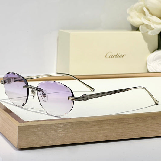 C DE RIMLESS ROUND FRAME SUNGLASSES CT0611S IN METAL - Brown photochromic lenses