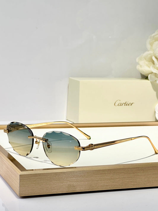 C DE RIMLESS ROUND FRAME SUNGLASSES CT0611S IN METAL - Brown photochromic lenses