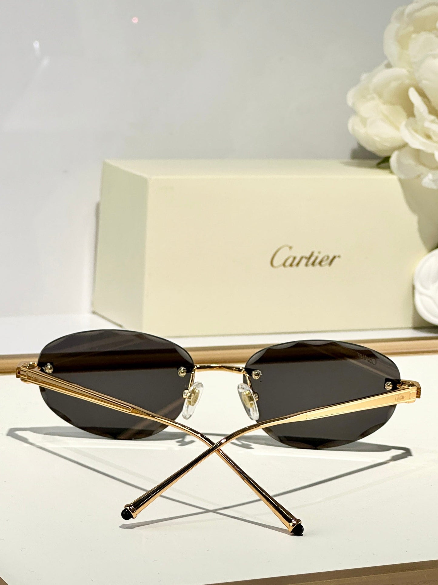 C DE RIMLESS ROUND FRAME SUNGLASSES CT0611S IN METAL - Brown photochromic lenses