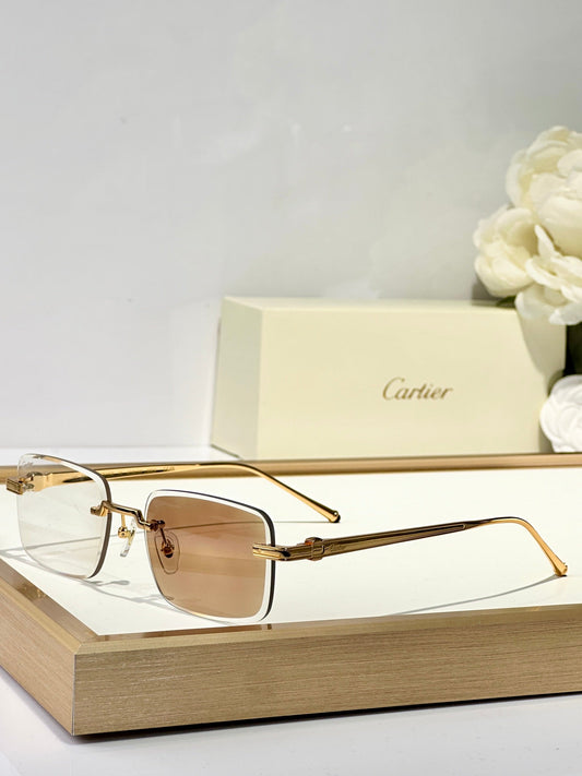 C DE RIMLESS SQUARE FRAME SUNGLASSES CT0610S IN METAL - Brown photochromic lenses