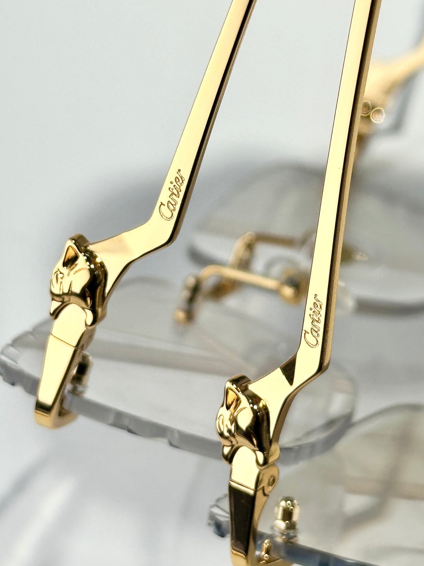 PANTHÈRE PHOTOCHROMIC LENSES RIMLESS SQUARE FRAME SUNGLASSES 580910 IN METAL - Green