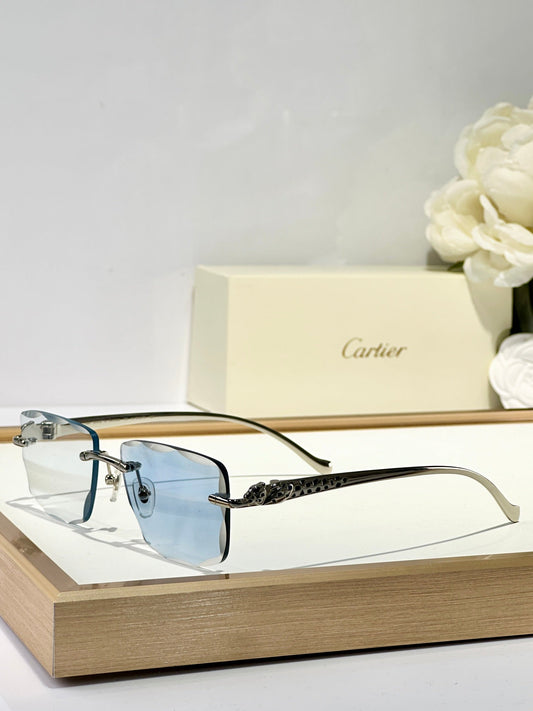 PANTHÈRE PHOTOCHROMIC LENSES RIMLESS SQUARE FRAME SUNGLASSES 580911 IN METAL - Blue