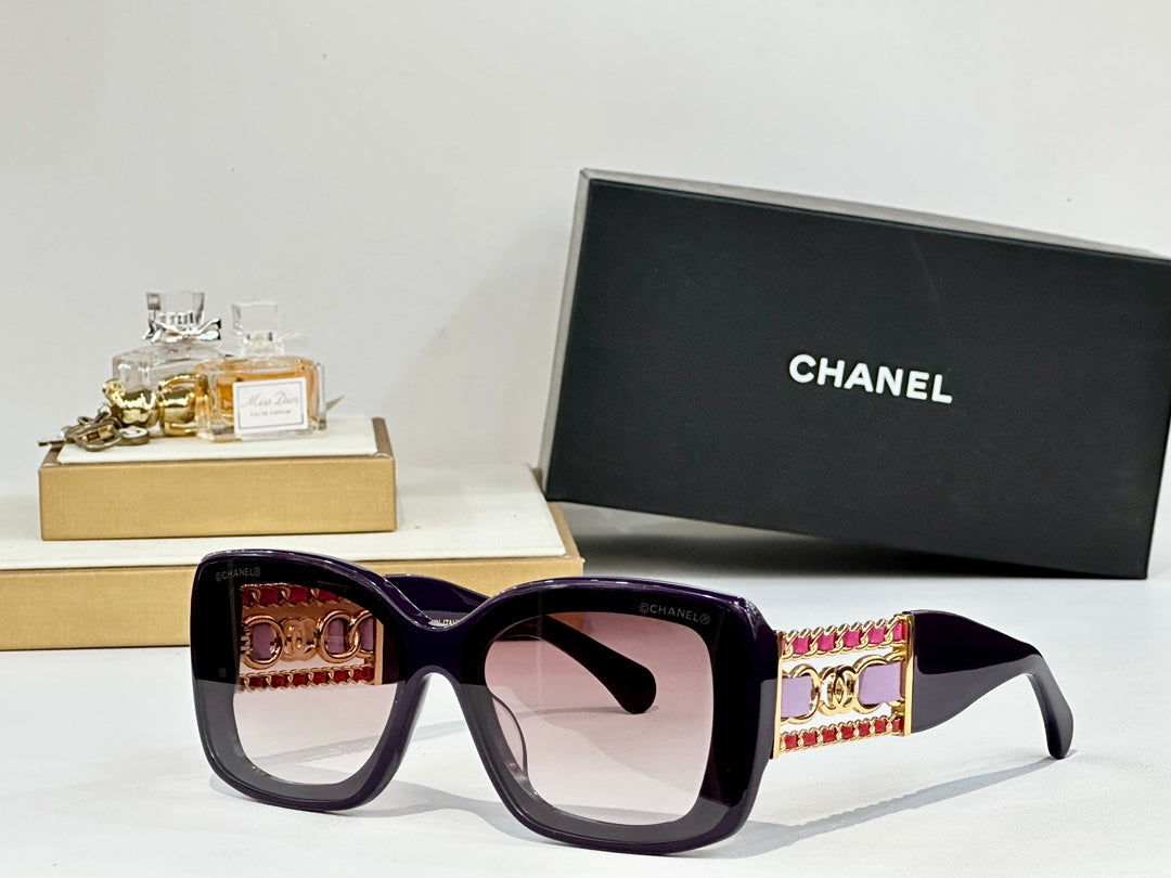 SQUARE SUNGLASSES CH5537Q IN ACETATE CHAIN METAL - Dark Blue