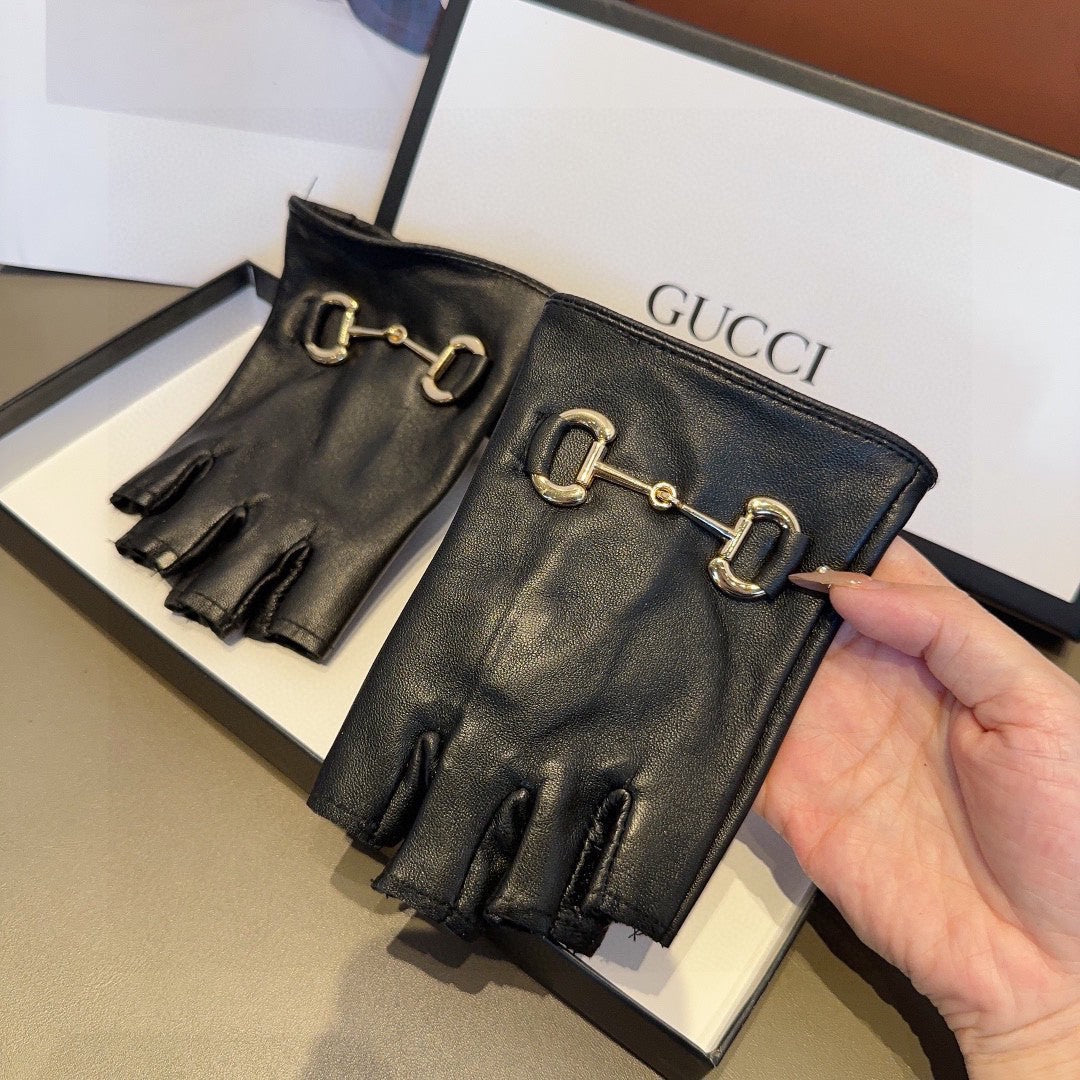 FINGERLESS GLOVES IN BLACK LAMBSKIN 436035