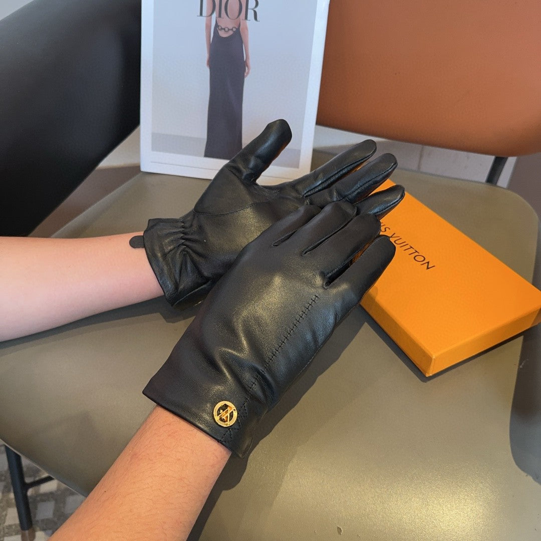 LV GLOVES IN BLACK LAMBSKIN 466819 - L