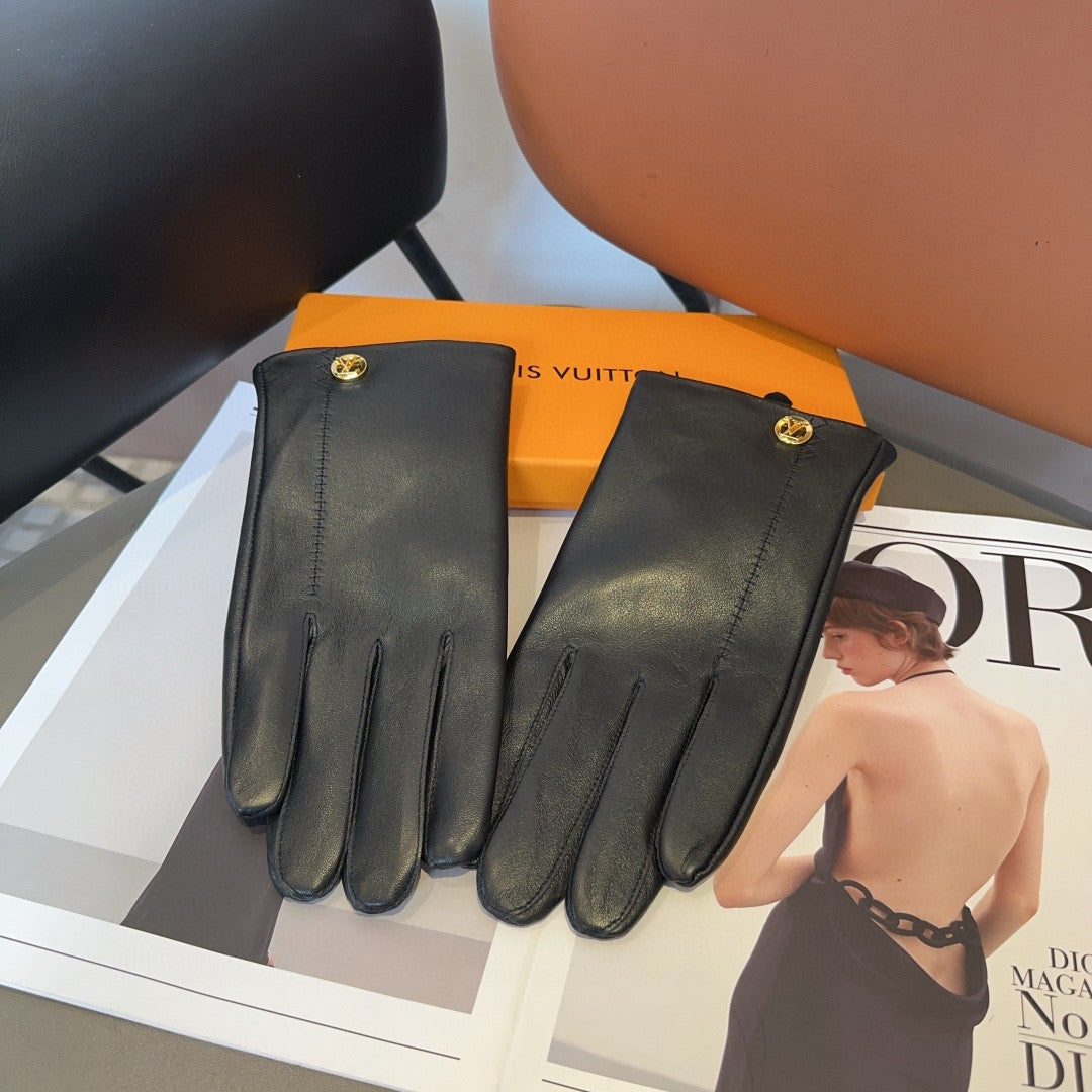LV GLOVES IN BLACK LAMBSKIN 466819 - L