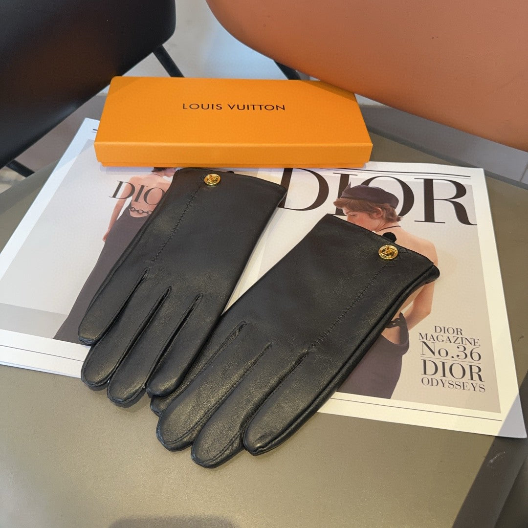 LV GLOVES IN BLACK LAMBSKIN 466819 - L