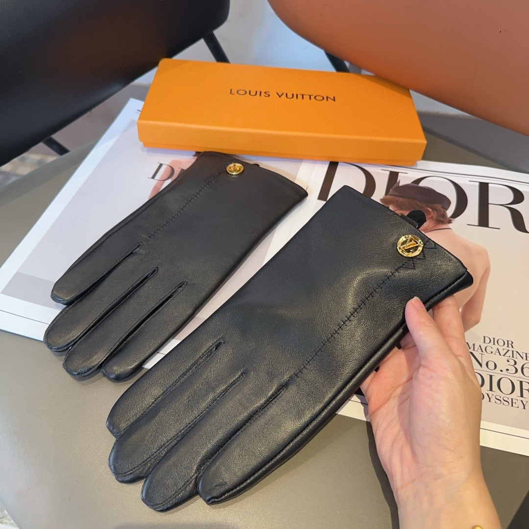 LV GLOVES IN BLACK LAMBSKIN 466819 - L