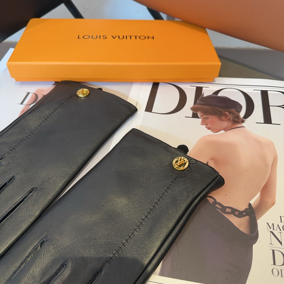LV GLOVES IN BLACK LAMBSKIN 466819 - L