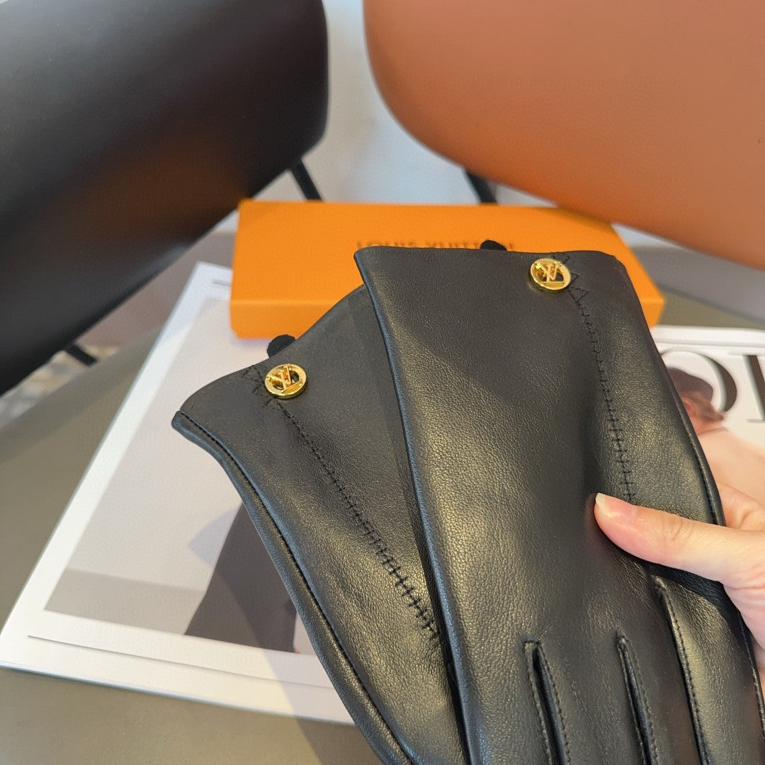LV GLOVES IN BLACK LAMBSKIN 466819 - L