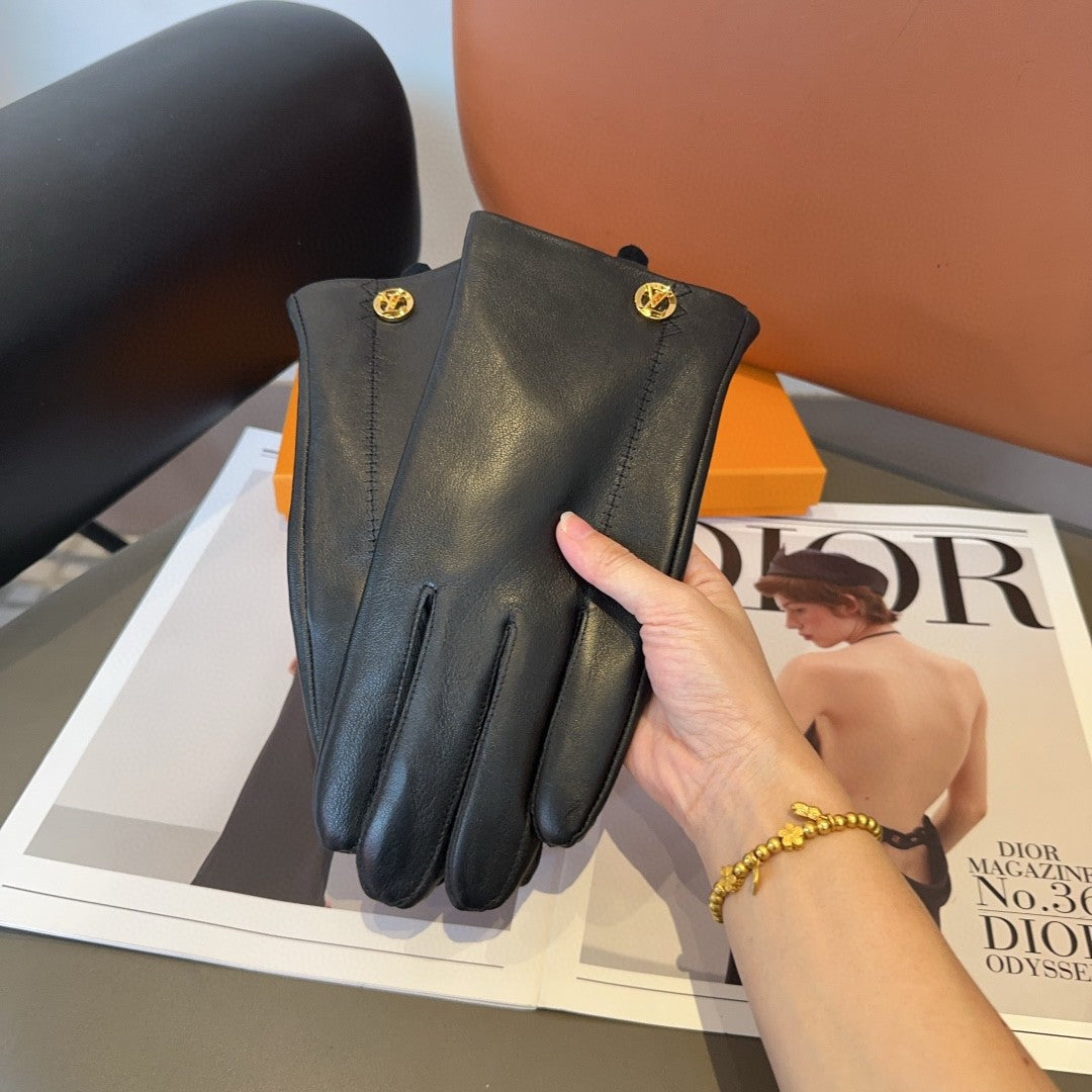 LV GLOVES IN BLACK LAMBSKIN 466819 - L