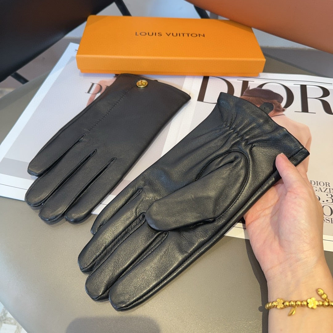 LV GLOVES IN BLACK LAMBSKIN 466819 - L