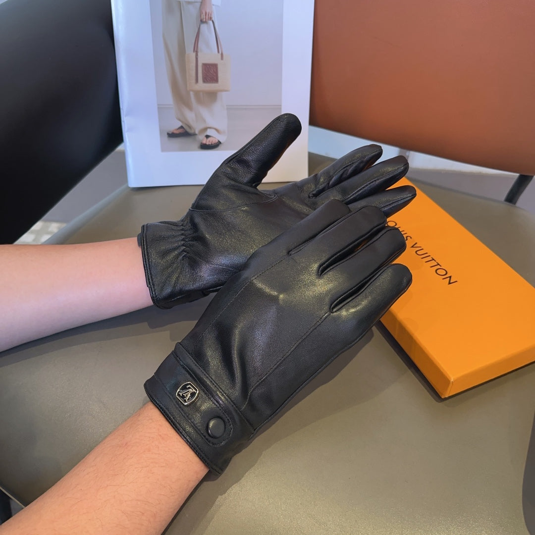 LV GLOVES IN BLACK LAMBSKIN 462318 - L