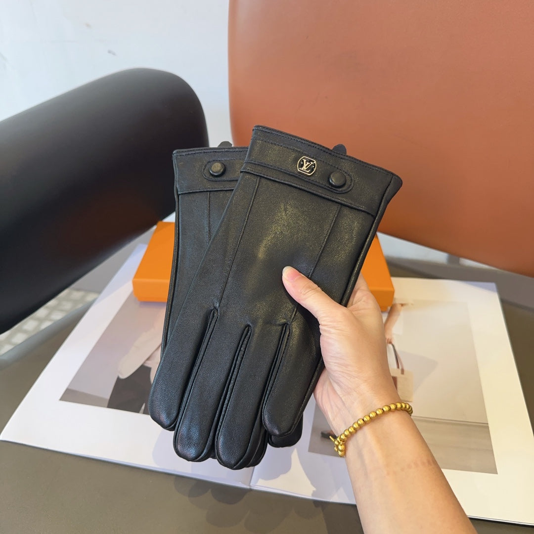 LV GLOVES IN BLACK LAMBSKIN 462318 - L