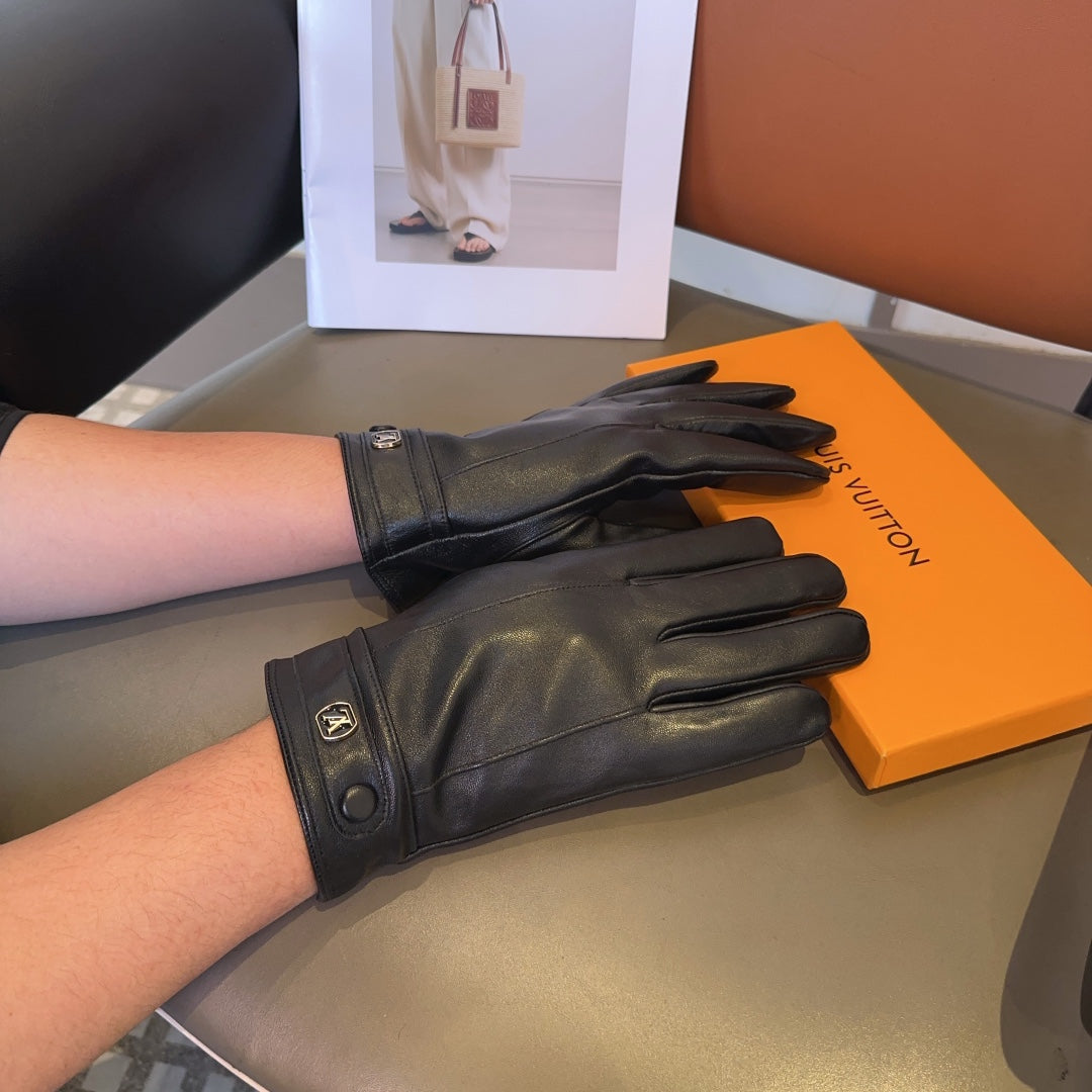LV GLOVES IN BLACK LAMBSKIN 462318 - L