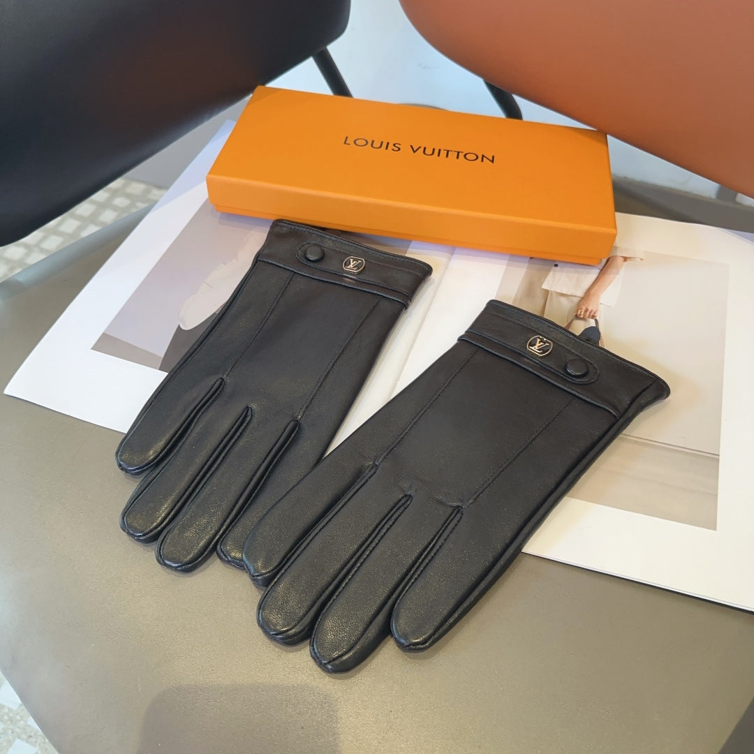 LV GLOVES IN BLACK LAMBSKIN 462318 - L