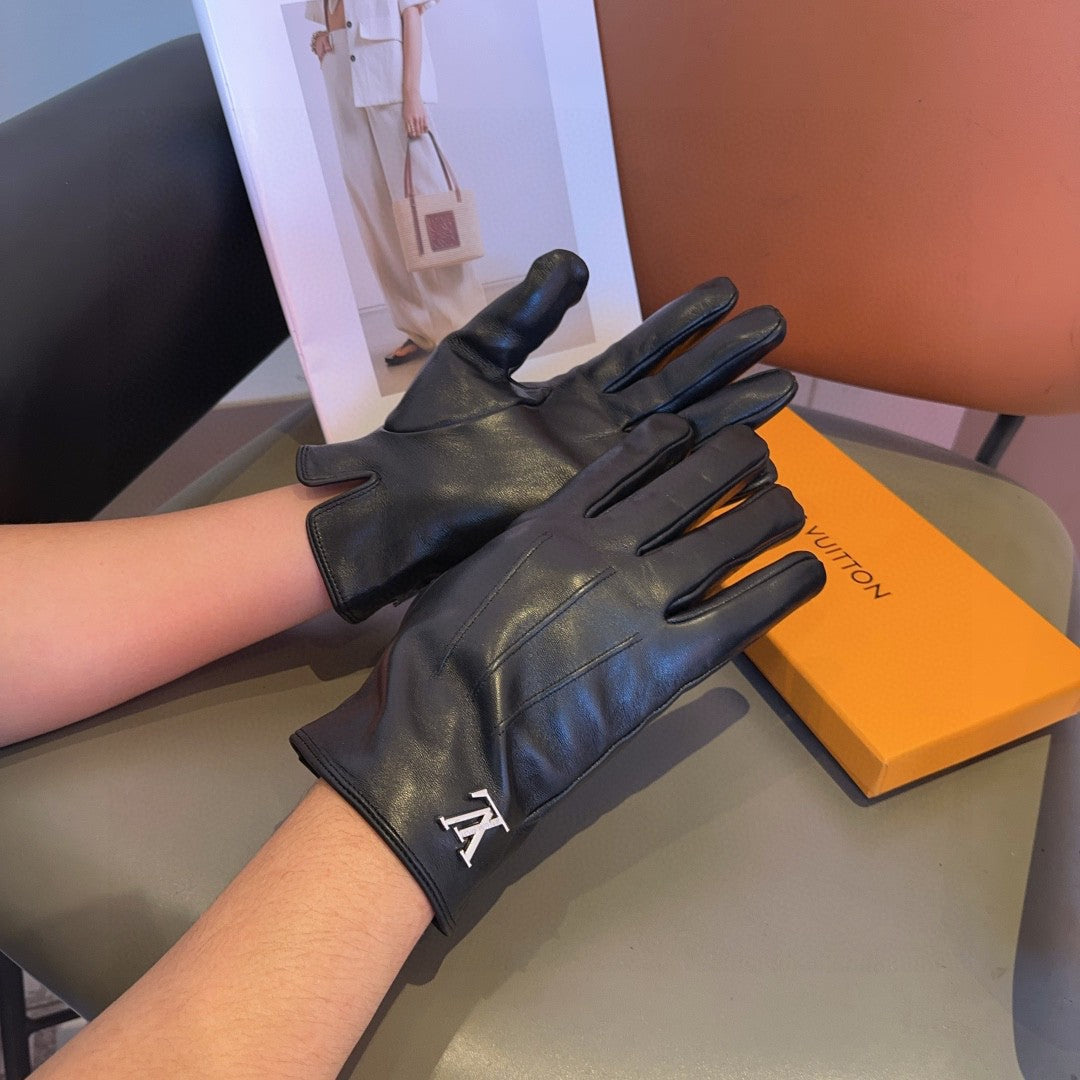 LV GLOVES IN BLACK LAMBSKIN 462373 - L