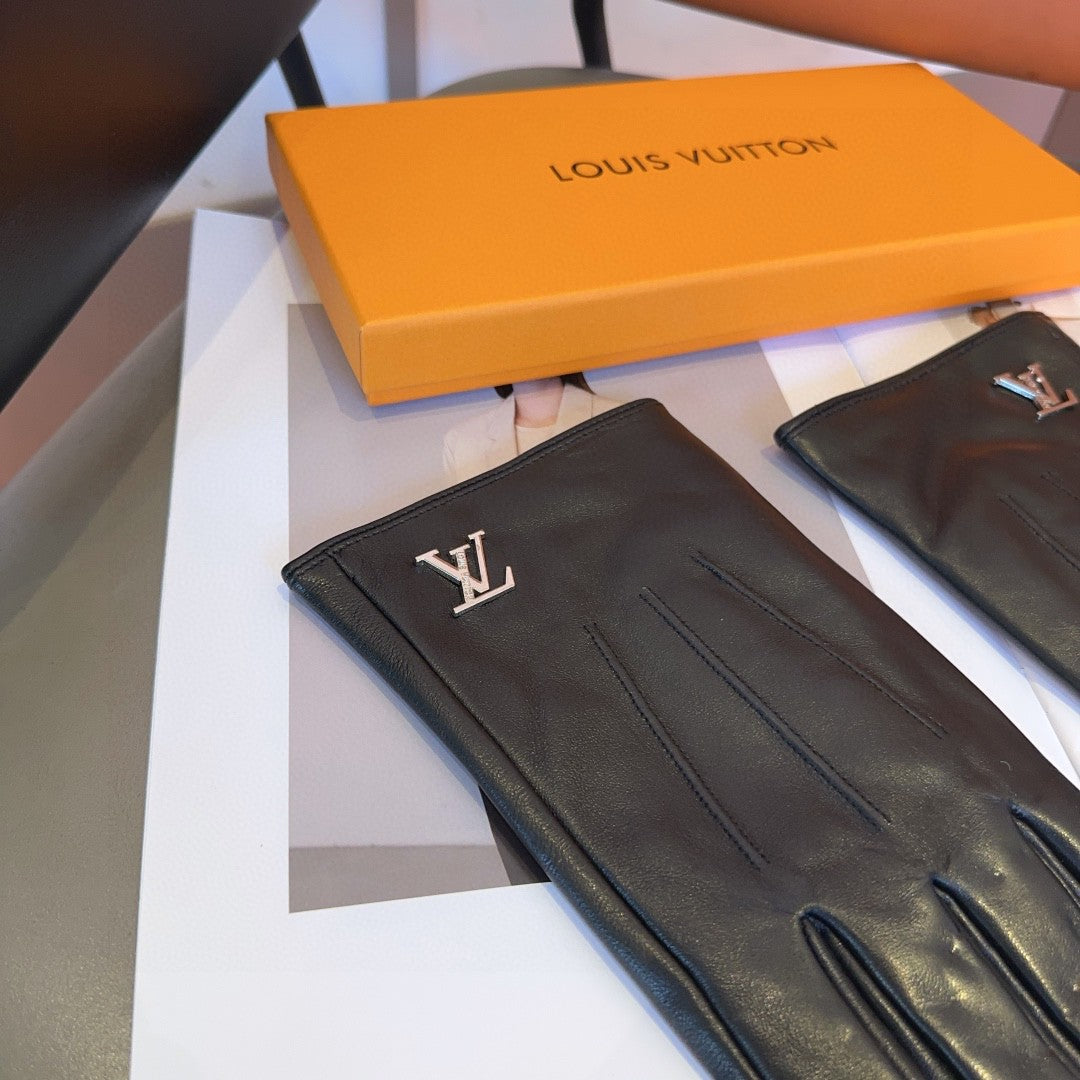 LV GLOVES IN BLACK LAMBSKIN 462373 - L