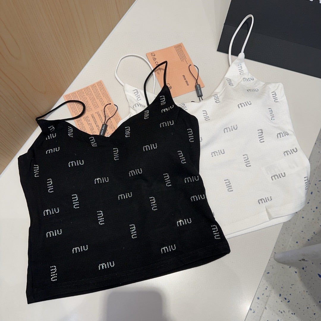 CAMI TOP 640627 IN BLACK COTTON RIBBED KNIT