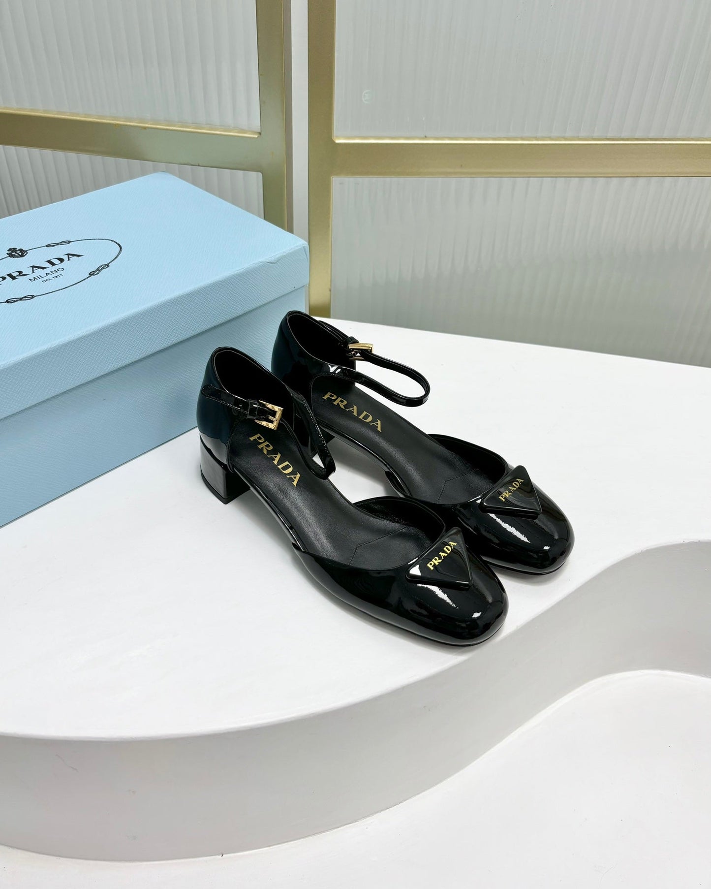 PRA MARY JANE PUMPS BLACK CALFSKIN - 34
