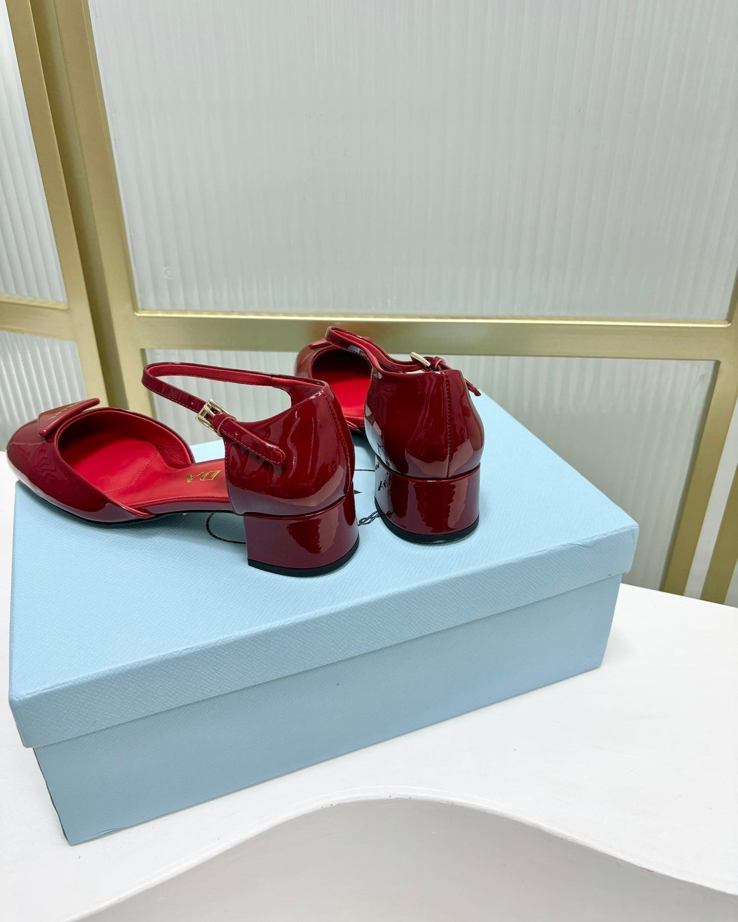 PRA MARY JANE PUMPS CHERRY CALFSKIN - 34