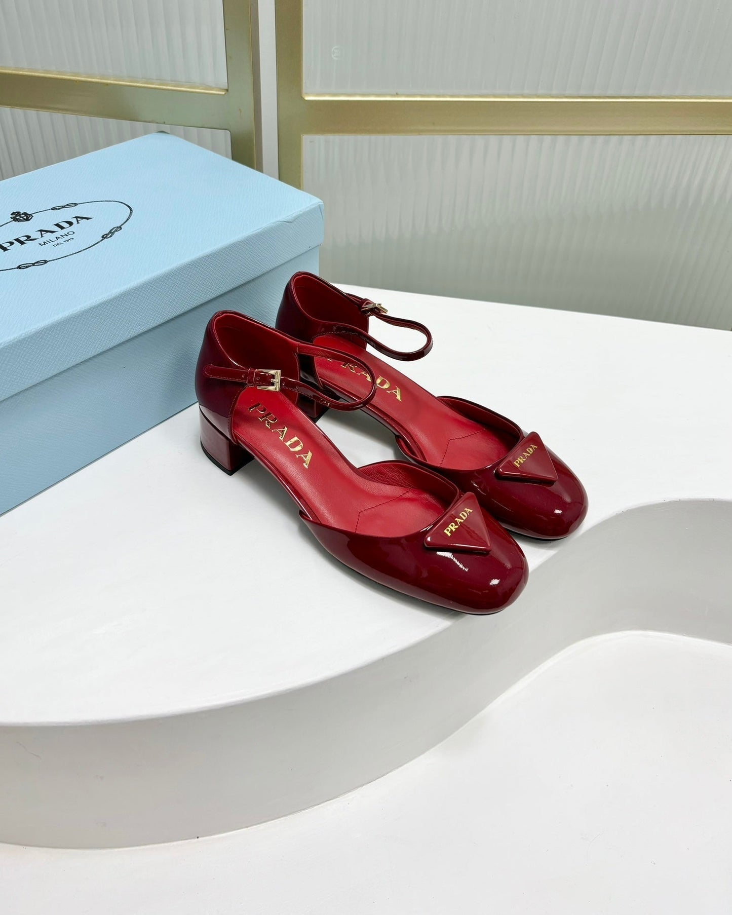 PRA MARY JANE PUMPS CHERRY CALFSKIN - 34