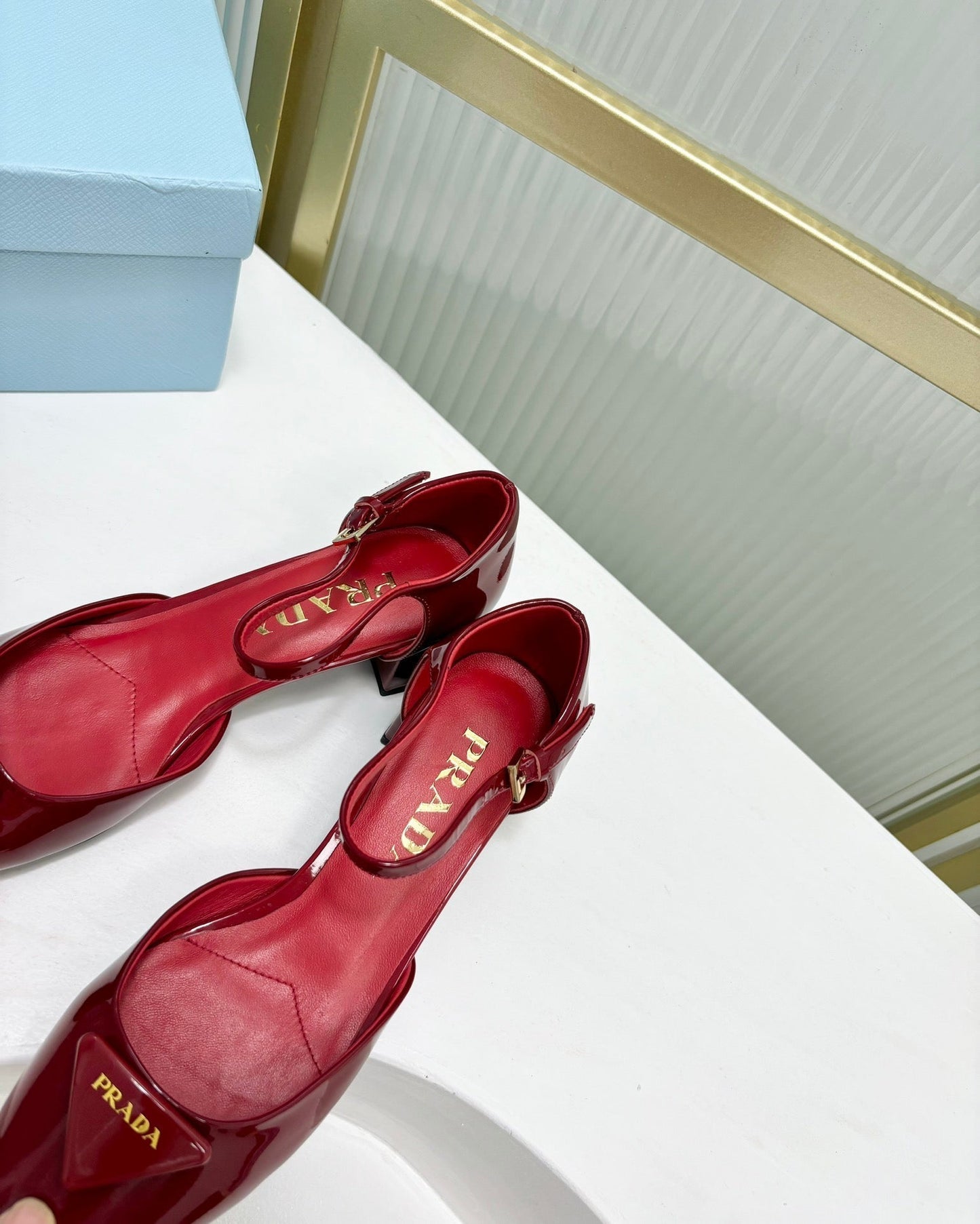 PRA MARY JANE PUMPS CHERRY CALFSKIN - 34
