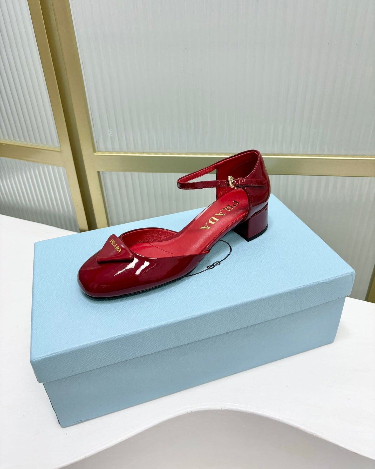 PRA MARY JANE PUMPS CHERRY CALFSKIN - 34