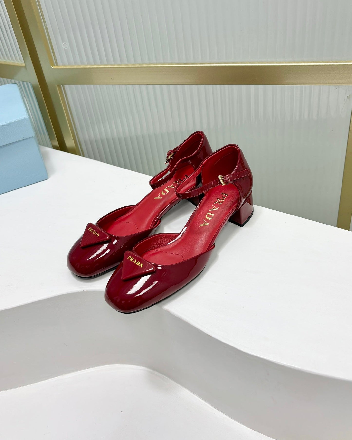 PRA MARY JANE PUMPS CHERRY CALFSKIN - 34