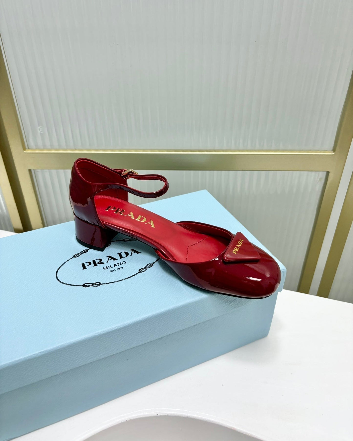 PRA MARY JANE PUMPS CHERRY CALFSKIN - 34