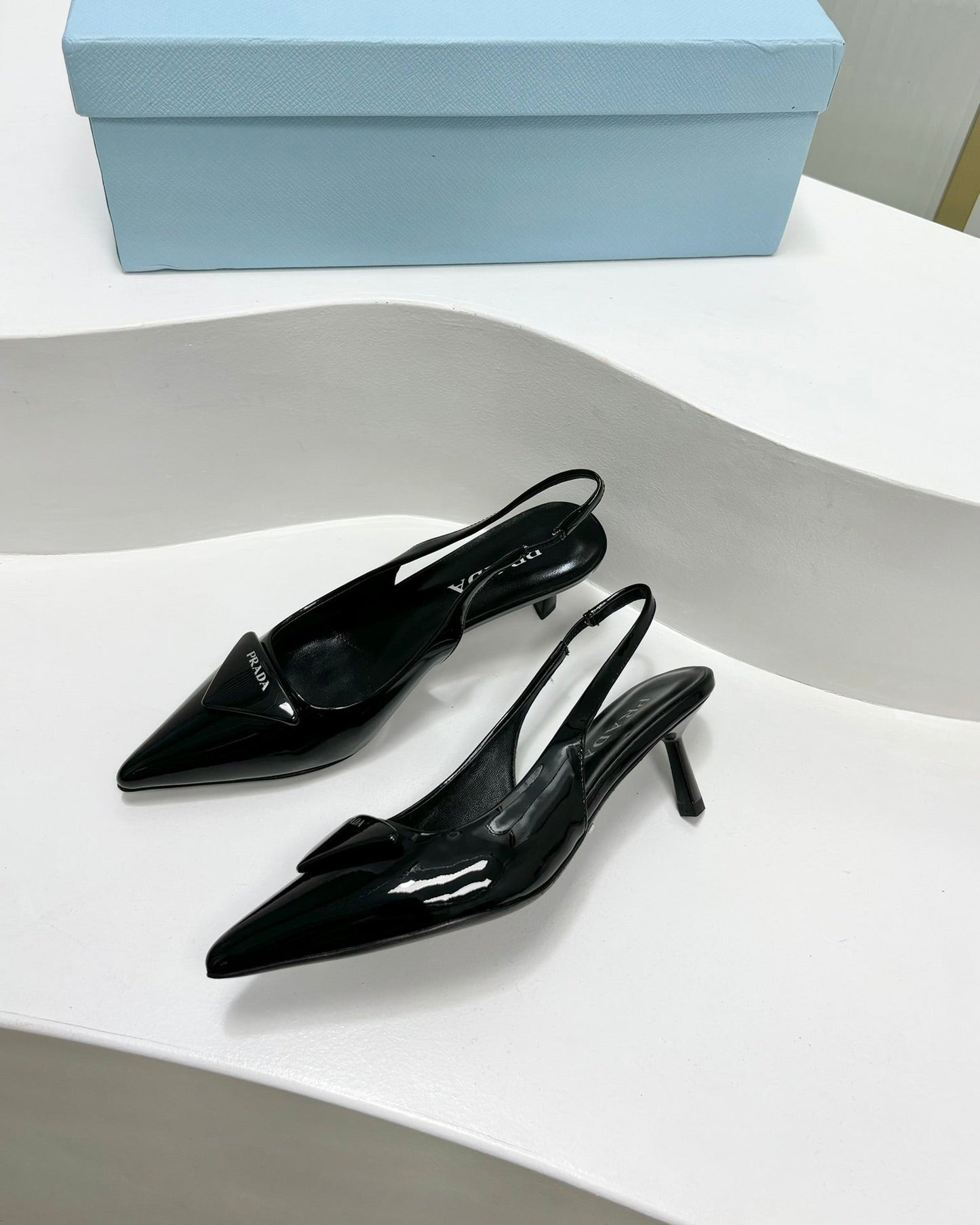 PRA PATENT LEATHER SLINGBACK PUMPS 50 BLACK - 35