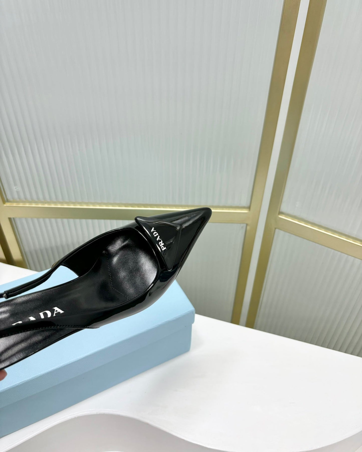 PRA PATENT LEATHER SLINGBACK PUMPS 50 BLACK - 35