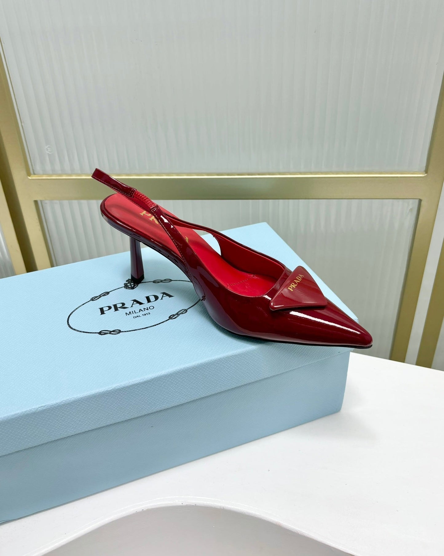 PRA PATENT LEATHER SLINGBACK PUMPS 75 CHERRY - 35