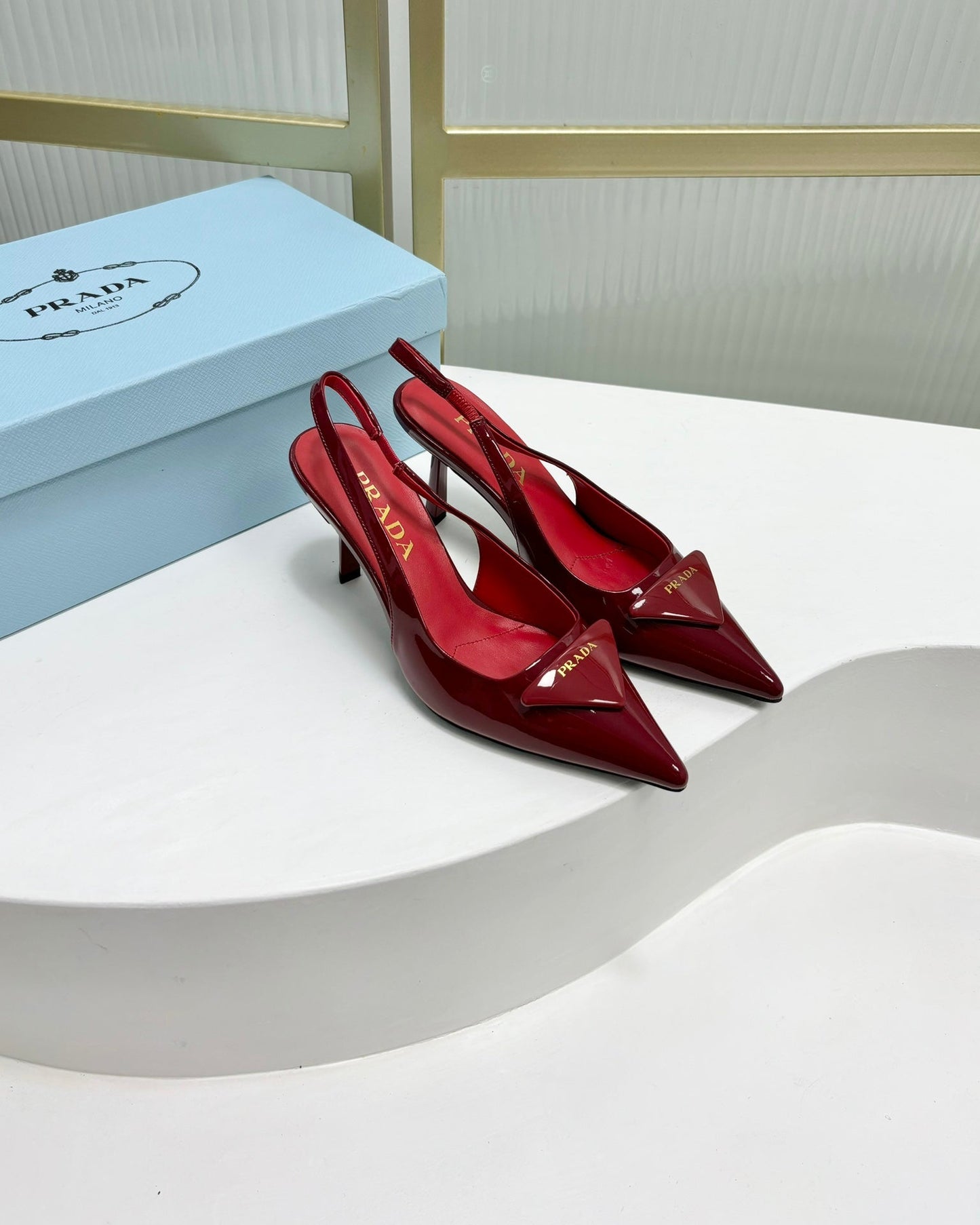 PRA PATENT LEATHER SLINGBACK PUMPS 75 CHERRY - 35