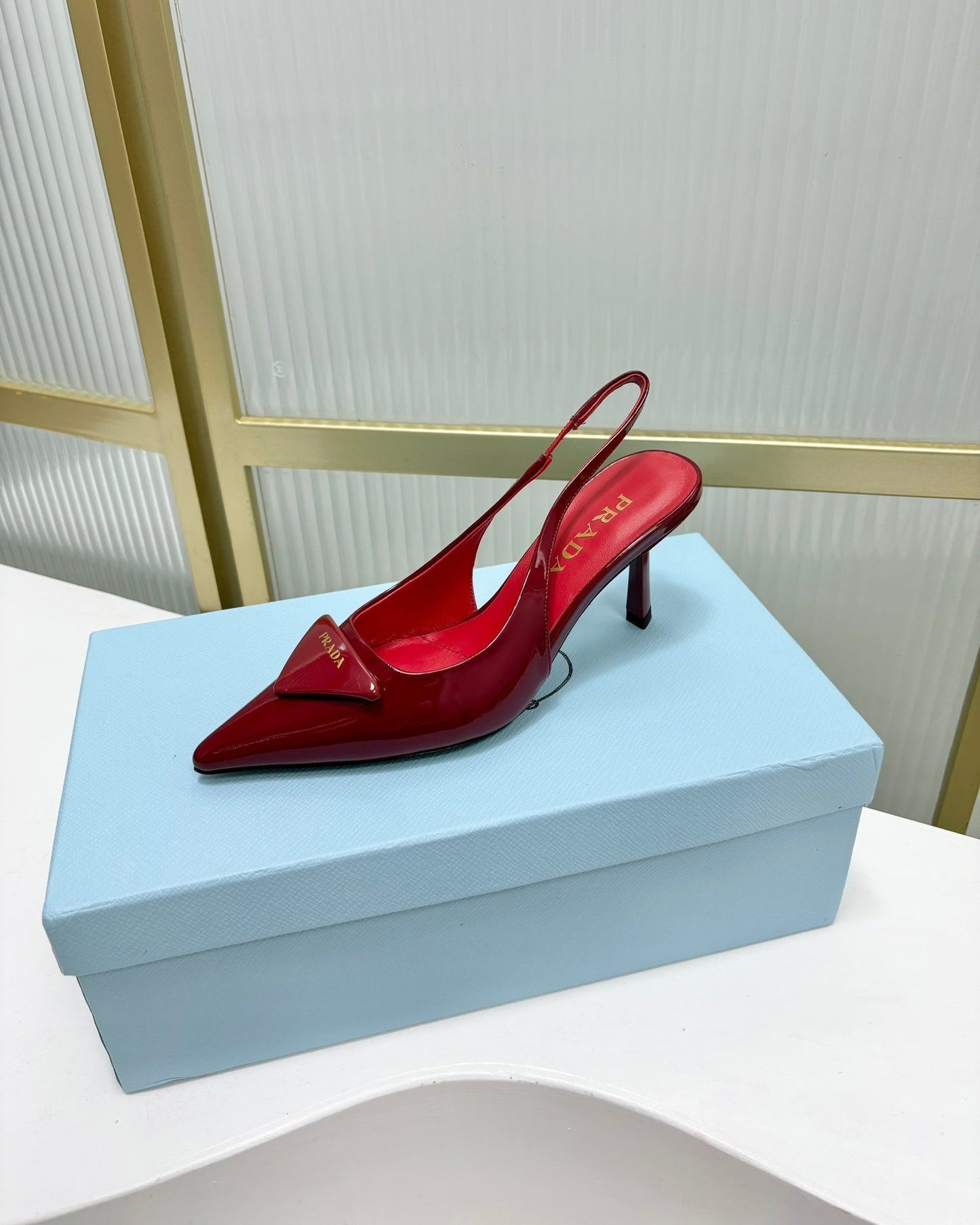 PRA PATENT LEATHER SLINGBACK PUMPS 75 CHERRY - 35