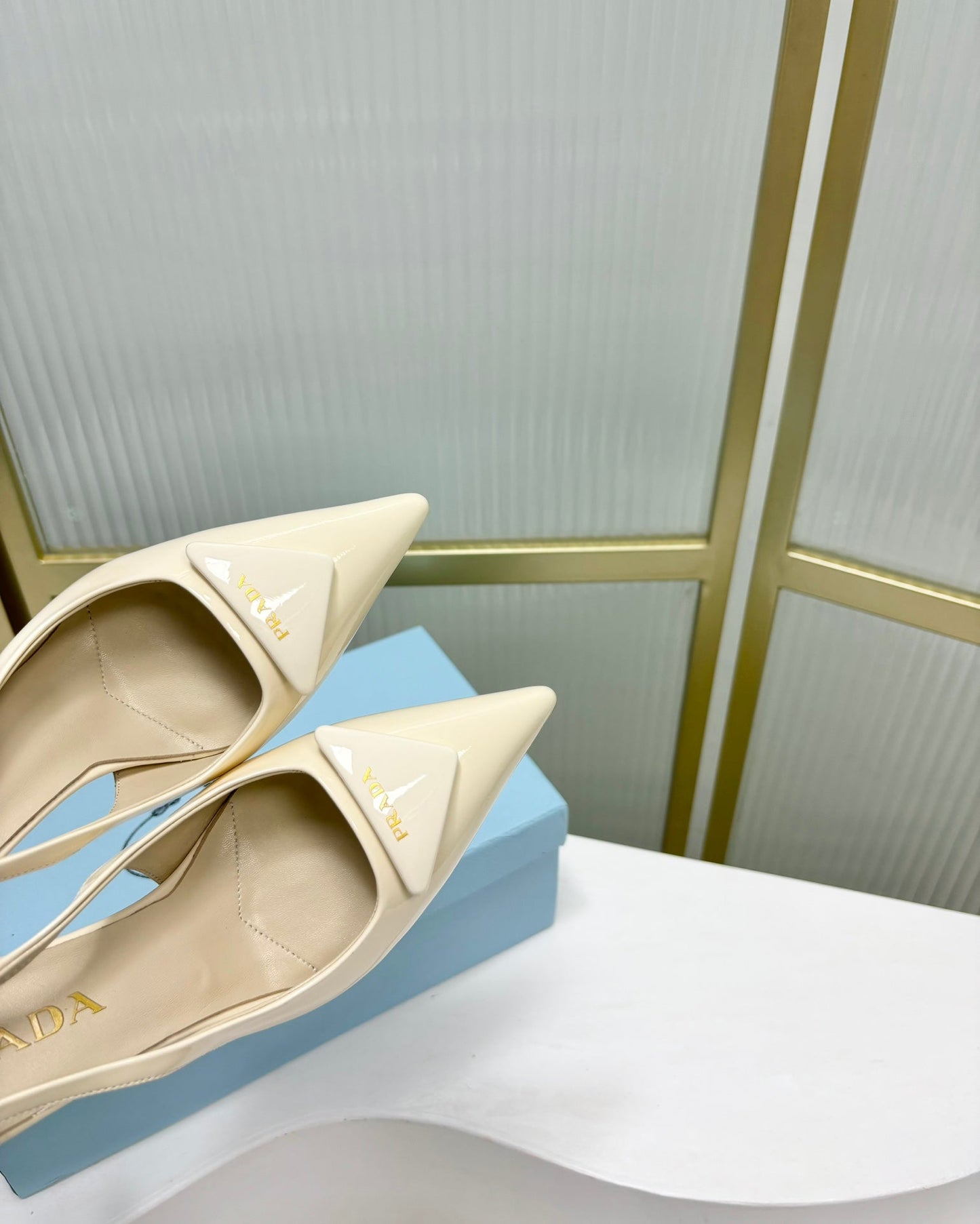 PRA PATENT LEATHER SLINGBACK PUMPS 50 CREAMY WHITE - 35